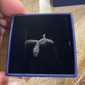 Swarovski Black Snake Ring 7.5 Rose Gold Black Crystal Jewelry